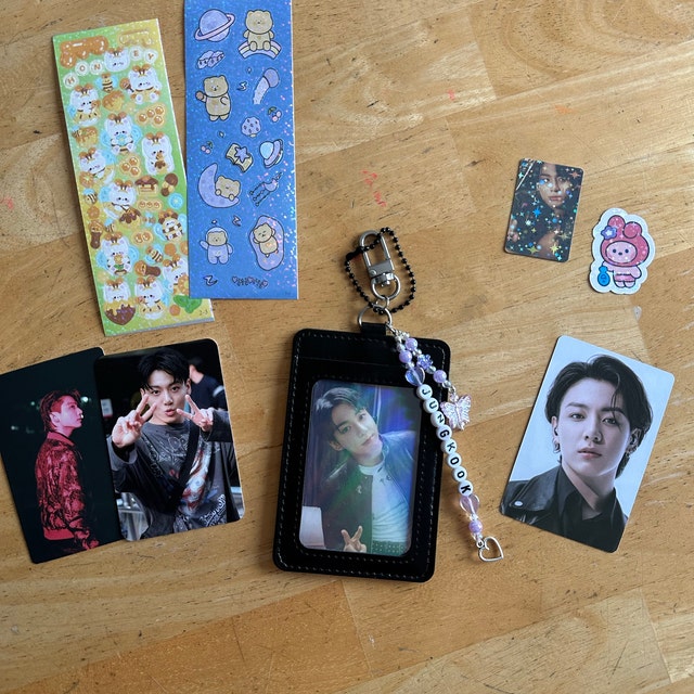 Kpop 875 JJK Photo Card Holder With Lilac Beads - Etsy