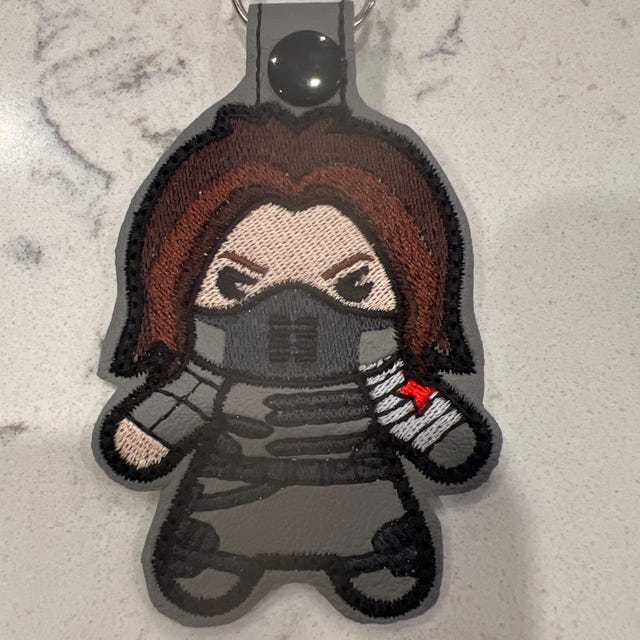 Winter Soldier Keychain, Bucky Barnes, White Wolf, Chibi Bucky