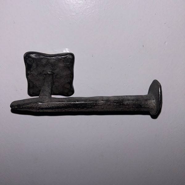 Rustic State Motris Railroad Spike Toilet Paper Holder - 6.5 Inch Cast Iron Bathroom Tissue Roll Hanger