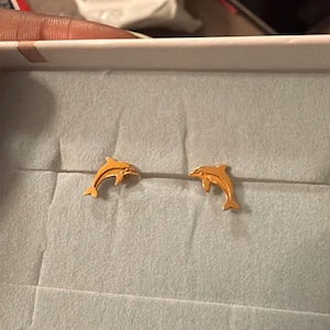 Customer photo, Dolphin Stud Earrings