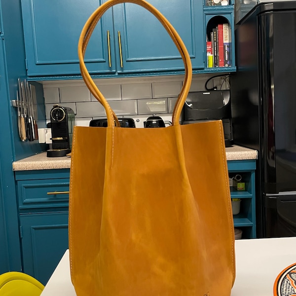 Green Leather Tote, Tote Leather Bag, Leather Tote Bag, Small Tote Bag, Woman Shoulder Bag, Gift ...