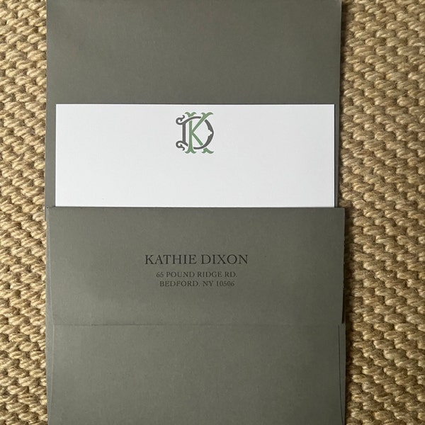 Personalized Monogram Card Set - Custom Thank You Flat Note Cards ...