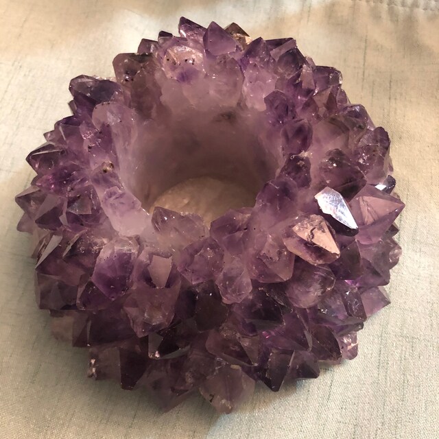 Large Amethyst Point Candle Holder - Crystal Decor (RK6A-04 Large Amethyst Point Candle Holder - Crystal Decor (RK6A-04