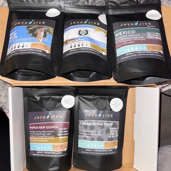 Sampler Set of 5 Gourmet Fresh Roasted Coffees, Gift Boxed - Etsy