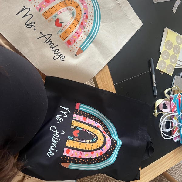 Personalized Teacher Tote Bag, Boho Rainbow Teacher Gift - Etsy