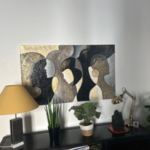 抽象的な人物油絵、キャンバスに描かれた表現主義的な人物画 - Etsy 日本