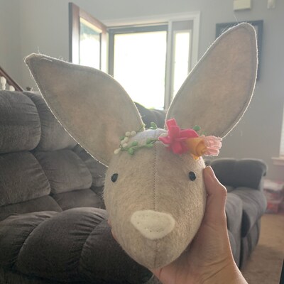 Large Faux Taxidermy Bunny Head/ Wall Mounted Animal Head/ Wall Decor ...