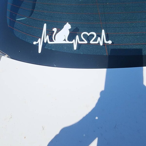 Cat Heartbeat Lifeline Decal Sticker | K1011 | Cat Lover - Etsy
