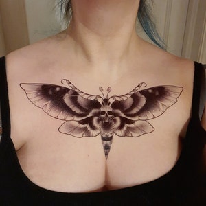 Tattoo tagged with blackw chest moon moth  inkedappcom