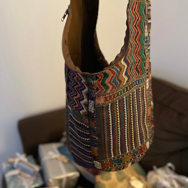 Ethnic Handwoven Boho Hippie Cotton Southwestern Style Tribal Shoulder Sling Bag #1