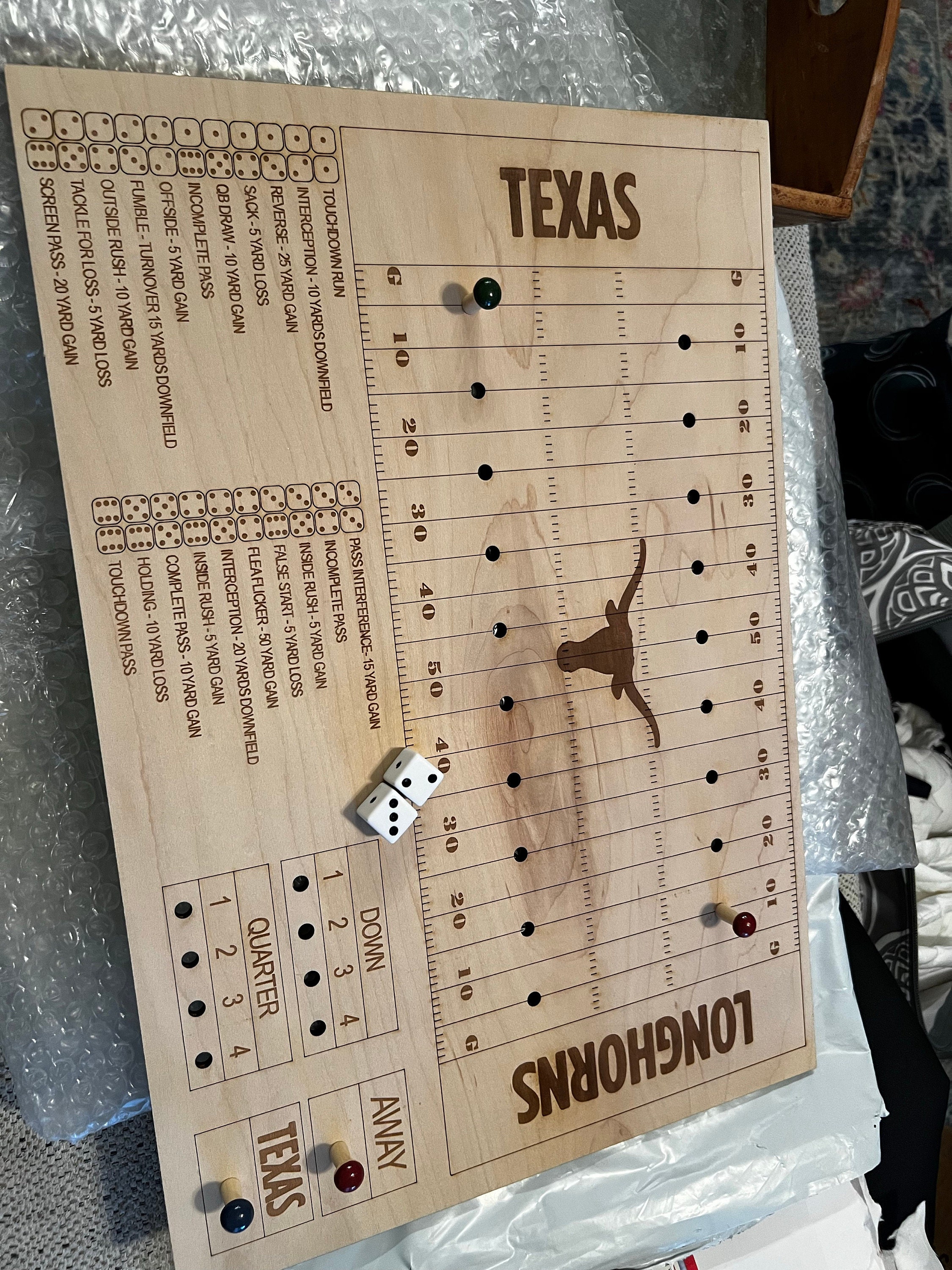 Custom Football Board Game Dice and Pegs Football Game Day Board Game Sports Board Game Family Game Night Football Dice Game Board for Kids
