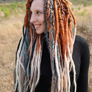 Natural Look Synthetic Double Ended Dreads Peacock Brown Light Blue ...