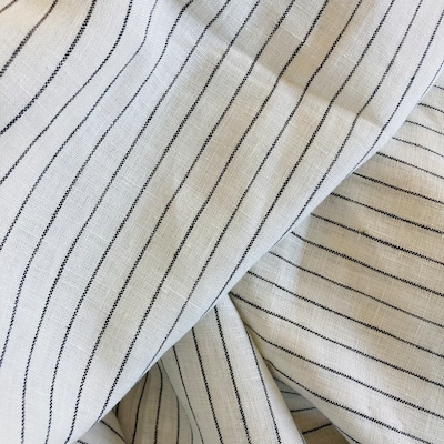 Striped Linen Fabric Natural Gray Blue White Stonewashed Vintage ...