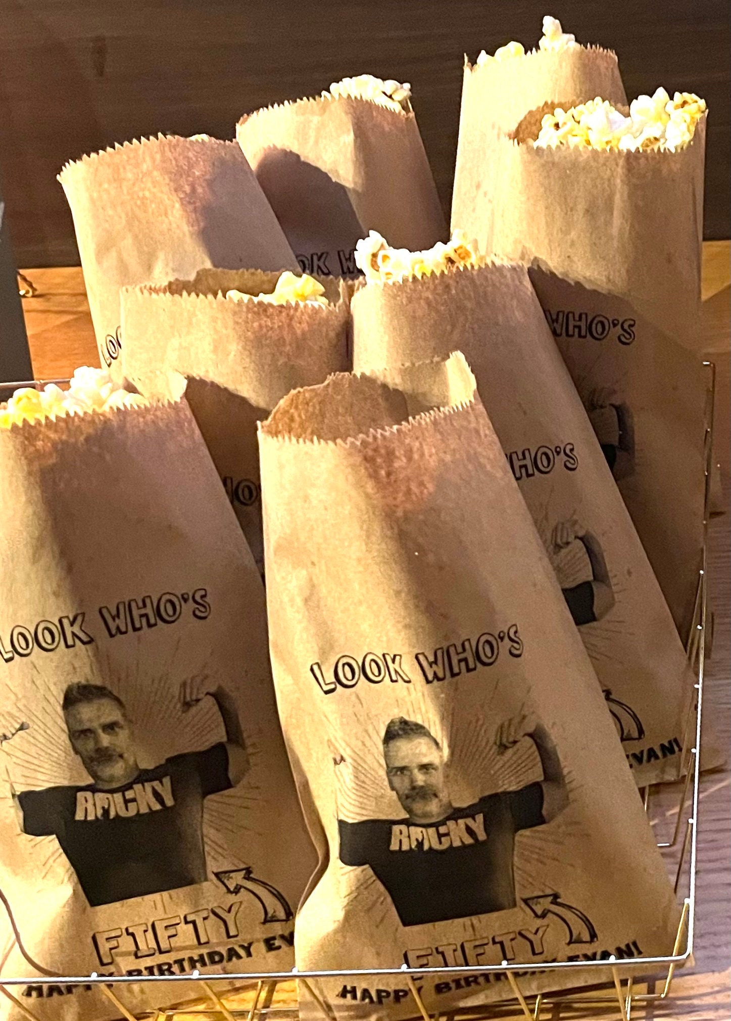 (Set of 15pcs)Custom Birthday Favor Bags, Favor Bags, Custom Printed on Kraft Brown Paper Bags