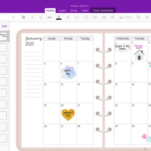 Onenote Planner 2025 2026 & Undated, Hyperlinked Onenote Digital
