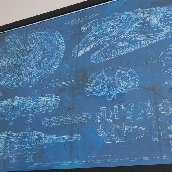 Millennium Falcon Star Wars Poster Blueprint Version 2 (A2 = 420mm*594 ...