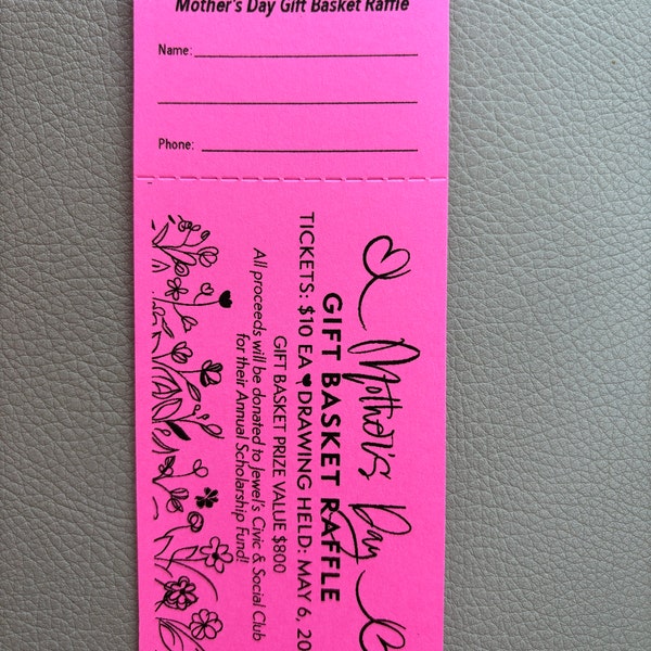 2 Part Raffle Paper CUSTOM 2-part Standard Raffle Tickets; Numbered Both Sides - Black Ink ...