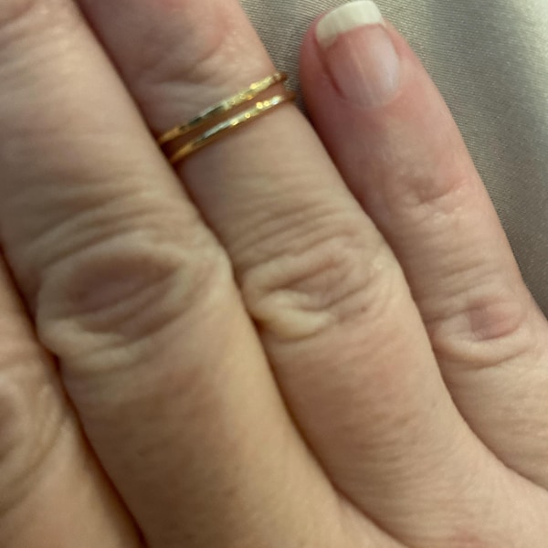 Stack Ring Gold - Coin Edge Hammered 7 Band Set - Etsy