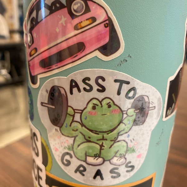 ASS TO GRASS Buff Frog Gym Sticker - Etsy