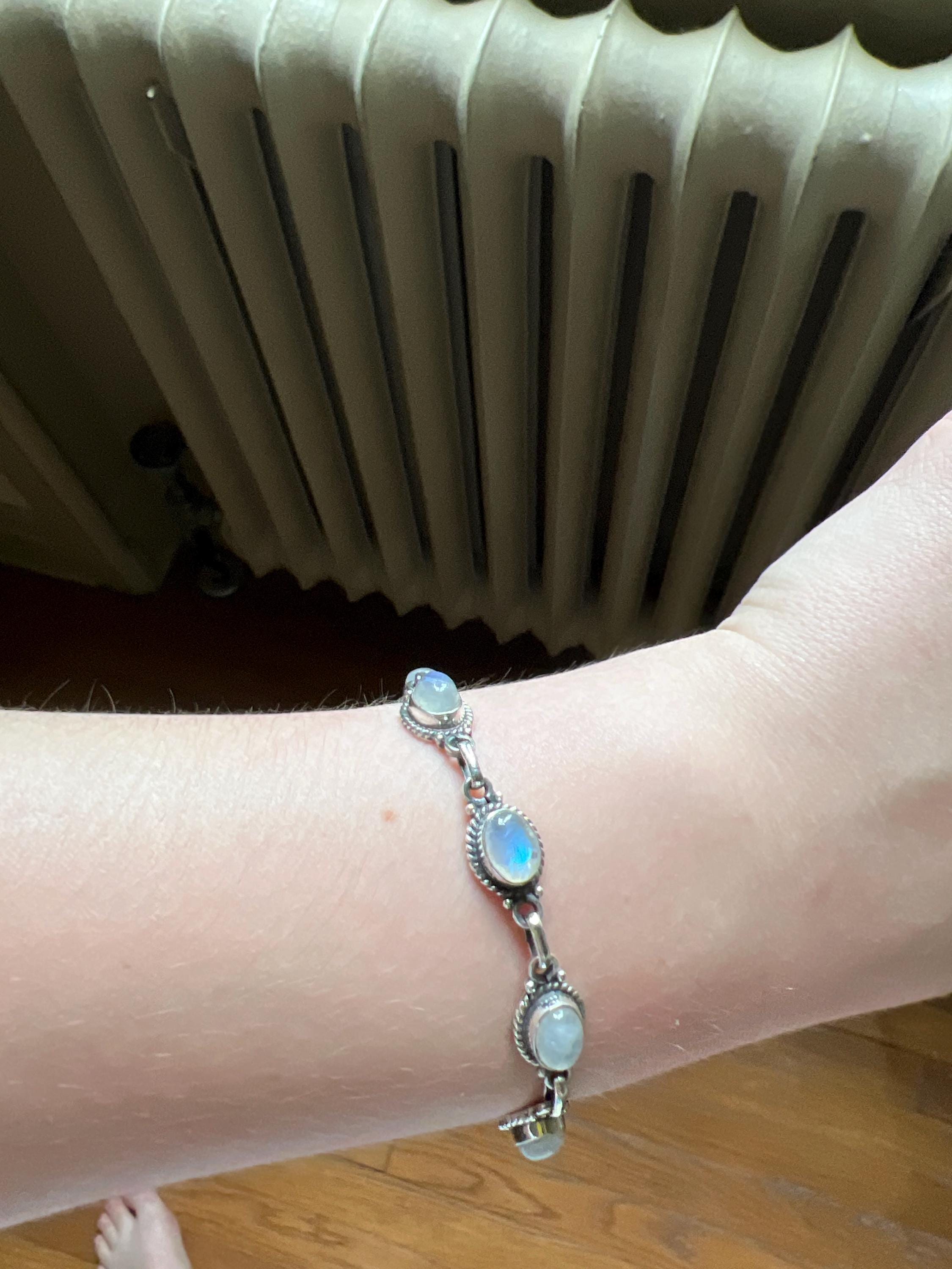 Natural Rainbow Moonstone 925 Sterling Silver Oval Shape Adjustable Bracelet, Gemstone Jewelry, Tennis Bracelet, Gift For Her, Gift For Love
