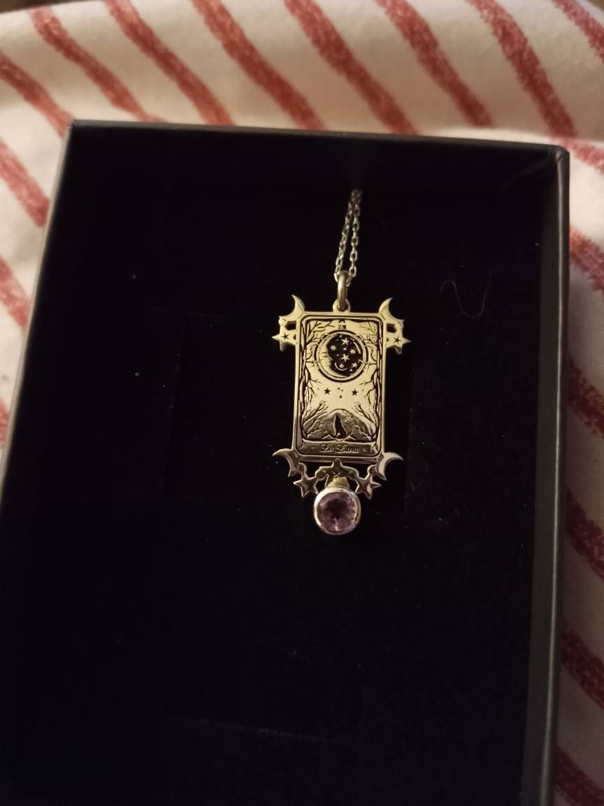 Tiny La luna ( Linerworks design) with amethyst stone 925 silver necklace