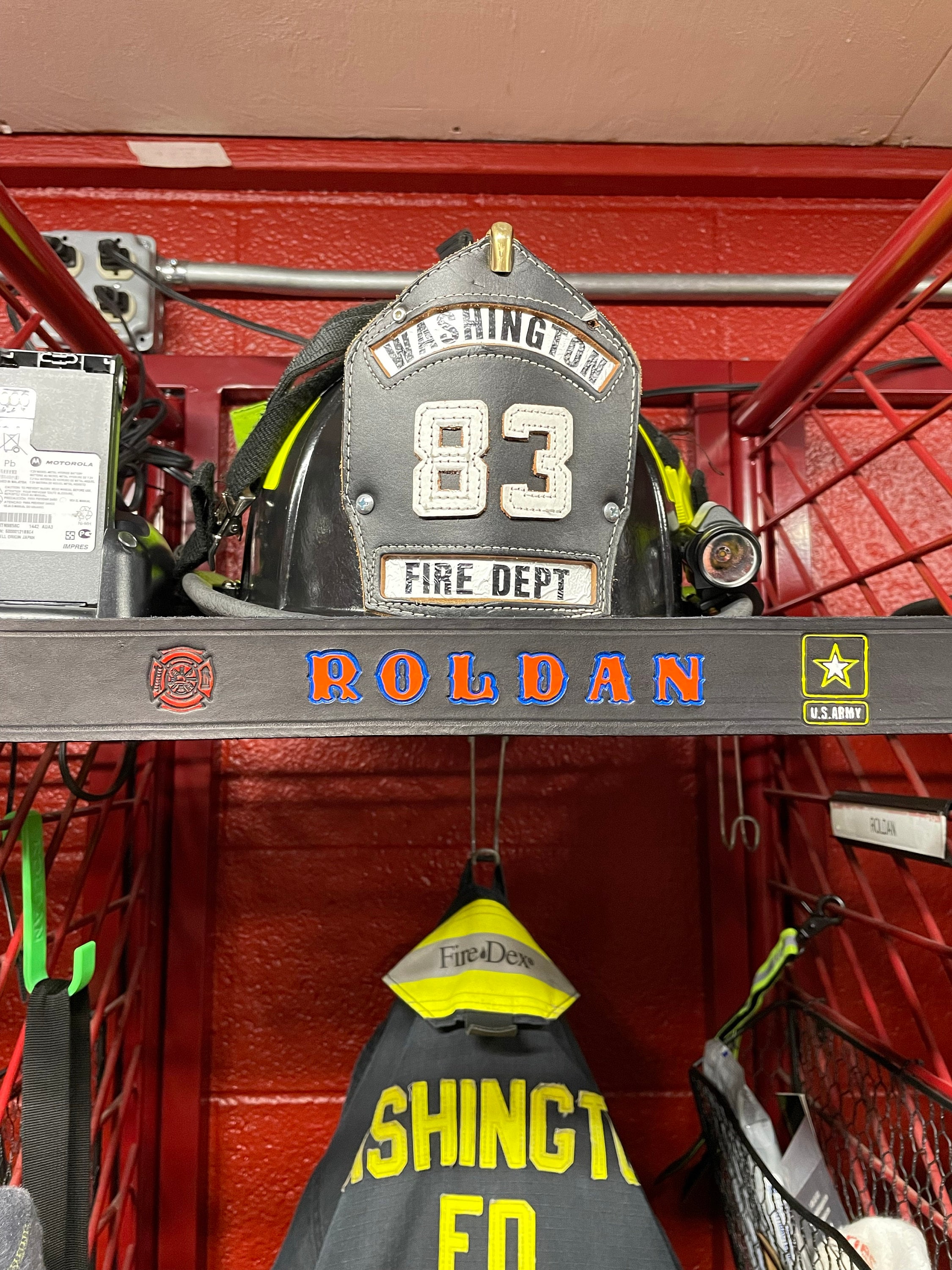 Firefighter Locker Name Plate, leather identification tag to place on locker or storage area for quick and easy identification