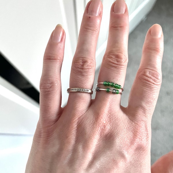 Fidget Ring Set of 3, Adjustable Rings for Women, 5 Beads - Etsy