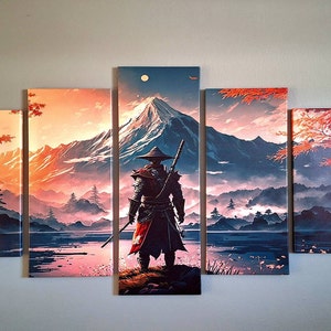 Cherry Blossom Buddha Statue 5 Piece Canvas Wall Art Framed Multi Panel ...