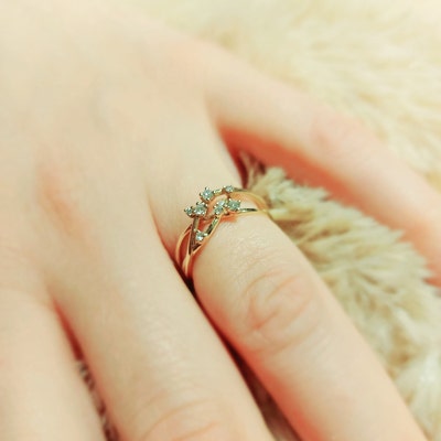 Vintage Diamond Engagement Ring Art Deco Yellow Gold Twig Ring - Etsy
