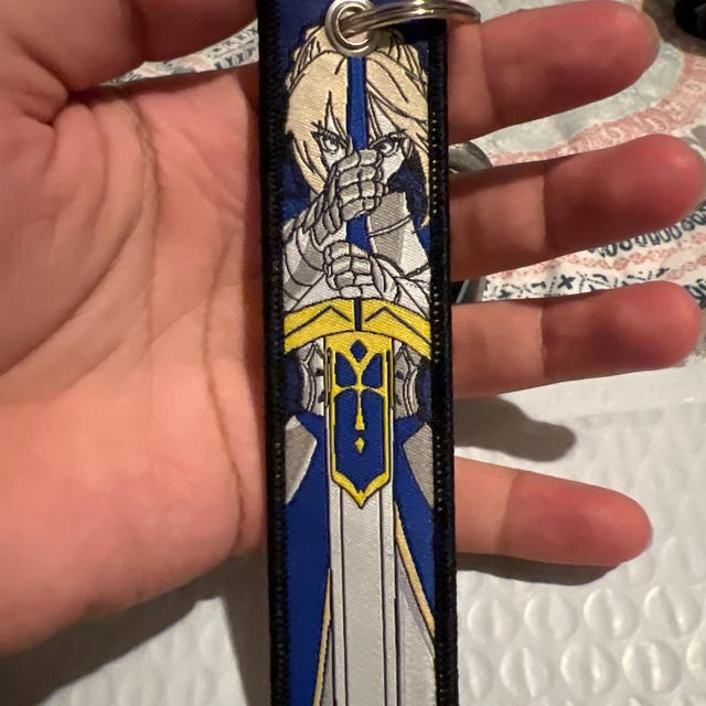 Saber Anime Embroidered Jet Tag Keychain - Etsy