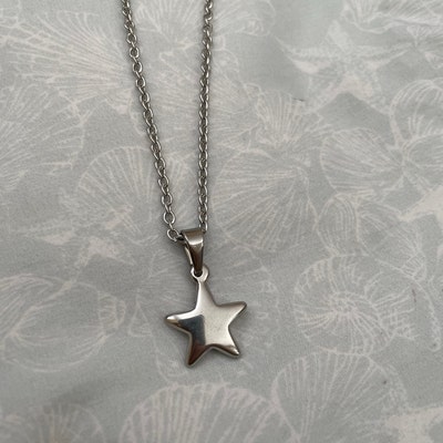 Silver Stainless Steel Star Pendant Necklace Men's - Etsy