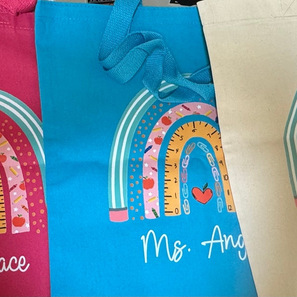 Personalized Teacher Tote Bag, Boho Rainbow Teacher Gift - Etsy