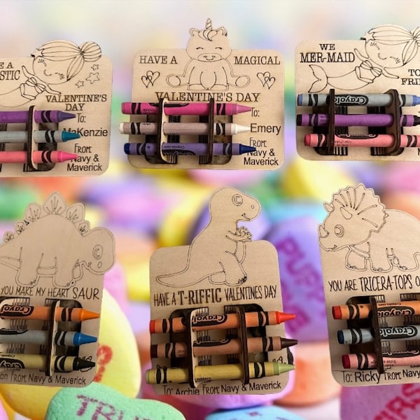 Cute Mermaid, Unicorn, and Butterfly Crayon Holder Valentine Cards ...