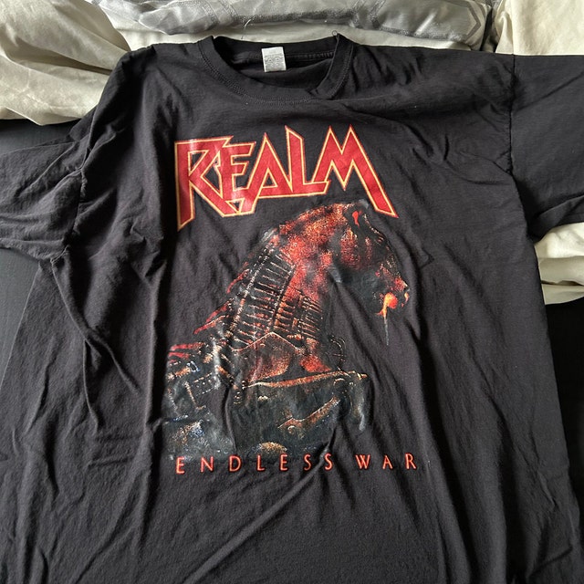 2025年新作 New Dtg/dtf Printed T-shirt - REALM - Endless War - Size- S 洋楽