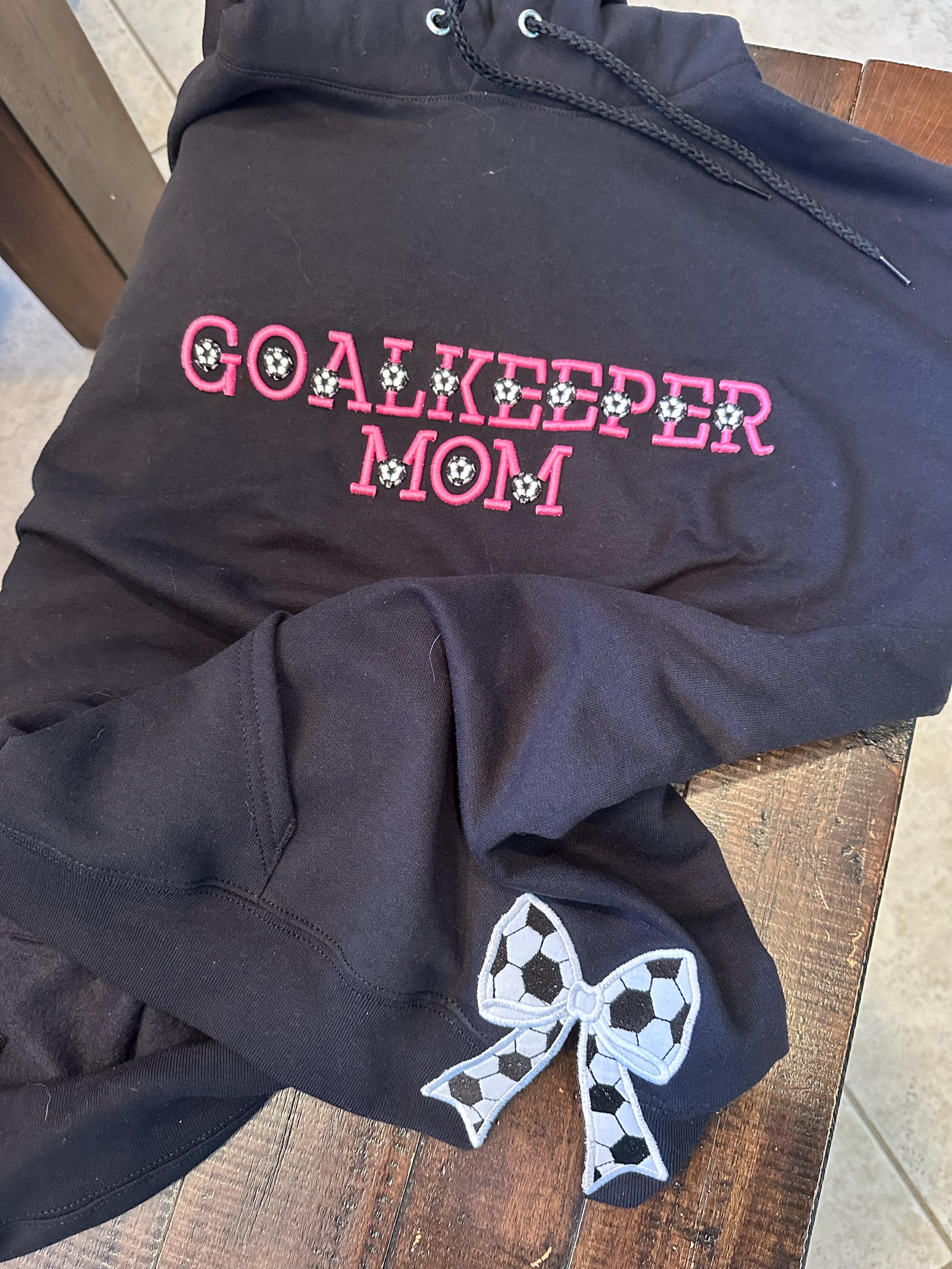 Customer project using Soccer Ball Side Seam Bow Applique embroidery design