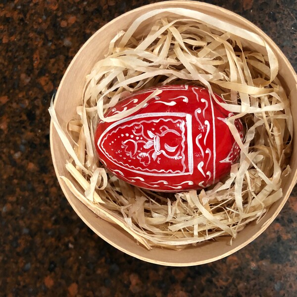 Red and White Hand Painted Easter Egg | Floral Tulips Pysanka Egg ...