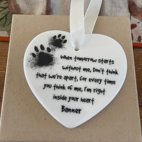 Pet Loss Memorial Plaque, Bereavement Paw Print Keepsake to Remember a ...