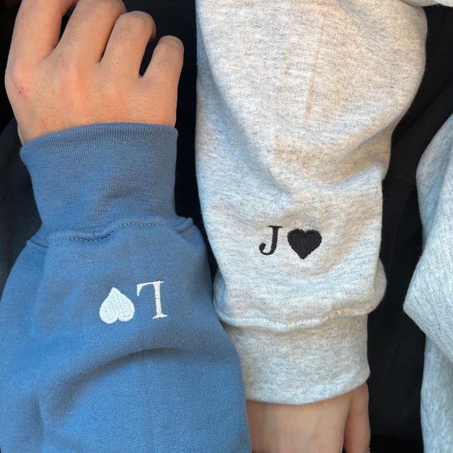 Custom Embroidered Initial Heart Sweatshirt, Initial on