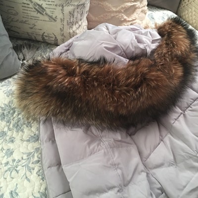 Real Raccoon Fur Trim Hood Furry Stripe for Jacket - Etsy