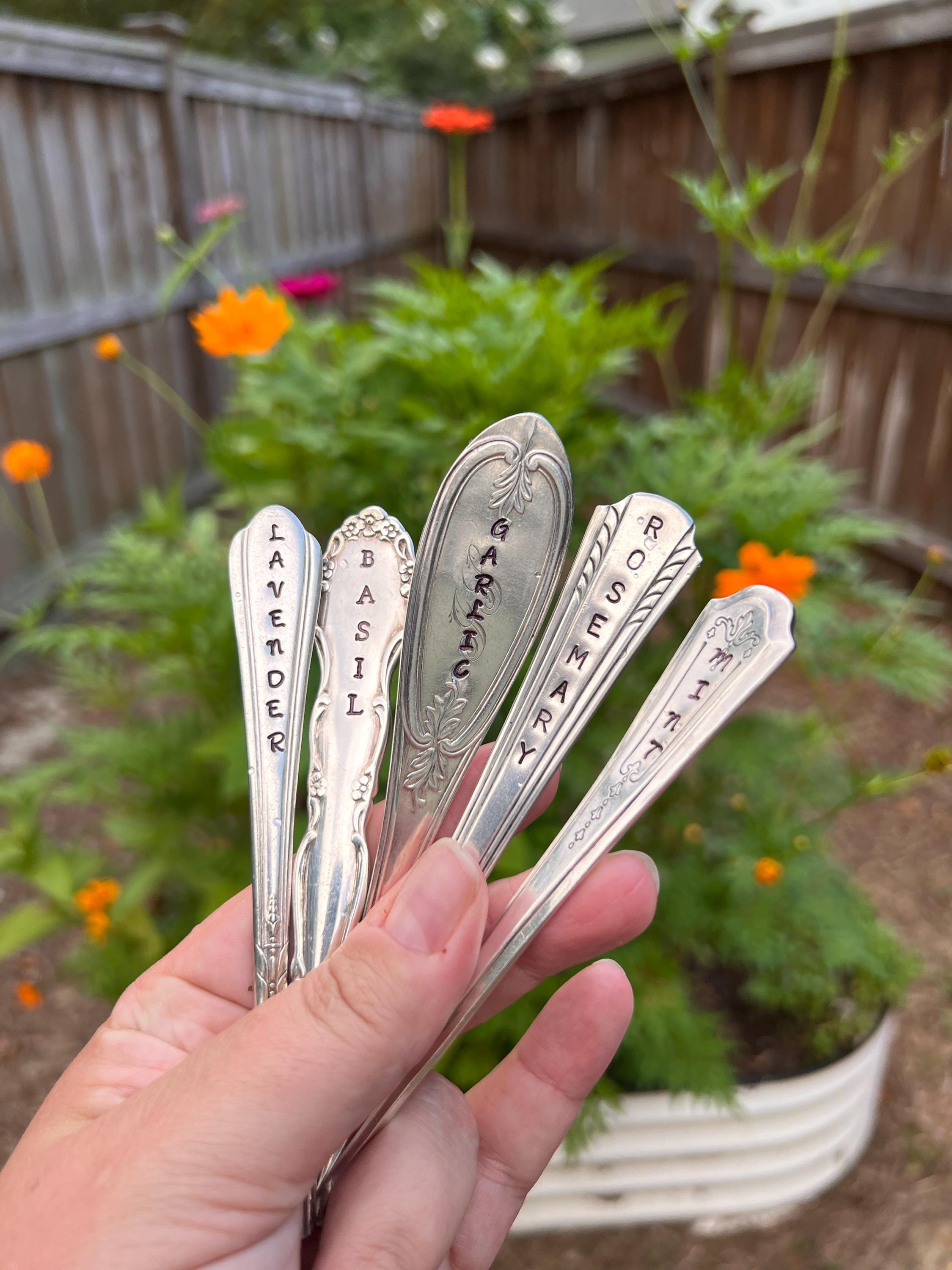 Handmade garden marker Set of 5 Herb marker Vintage upcycled Christmas Garden stakes Spring gift basket Mother’s Day gifts for her Plants