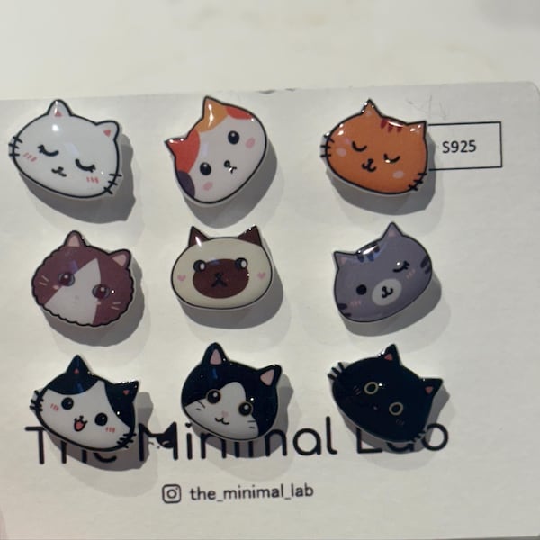 Super Adorable Mini *Kitten* Cat Silver Stud Earring