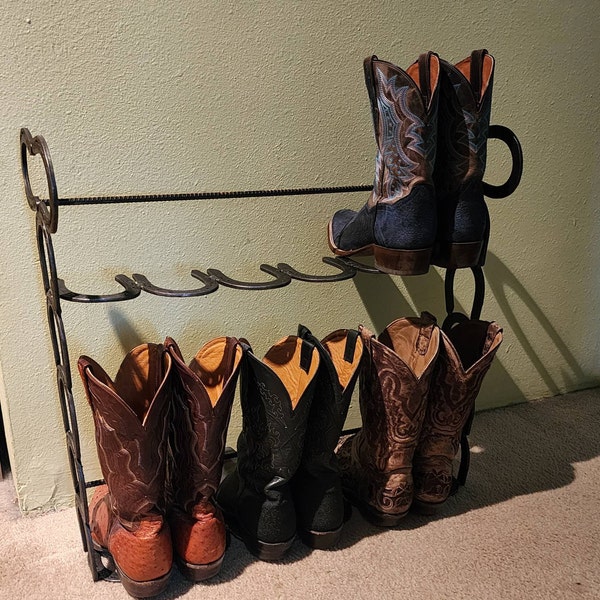 Boot Rack, Horseshoe Decor, Horseshoe Art, Western Decor, Horseshoe ...