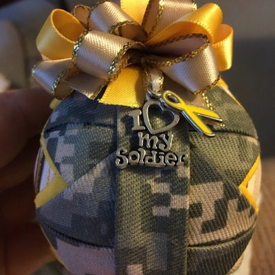 Support Our Troops Embroidered Patch - 3.5 Inch Iron On Or Sew On Military Awareness Ribbon