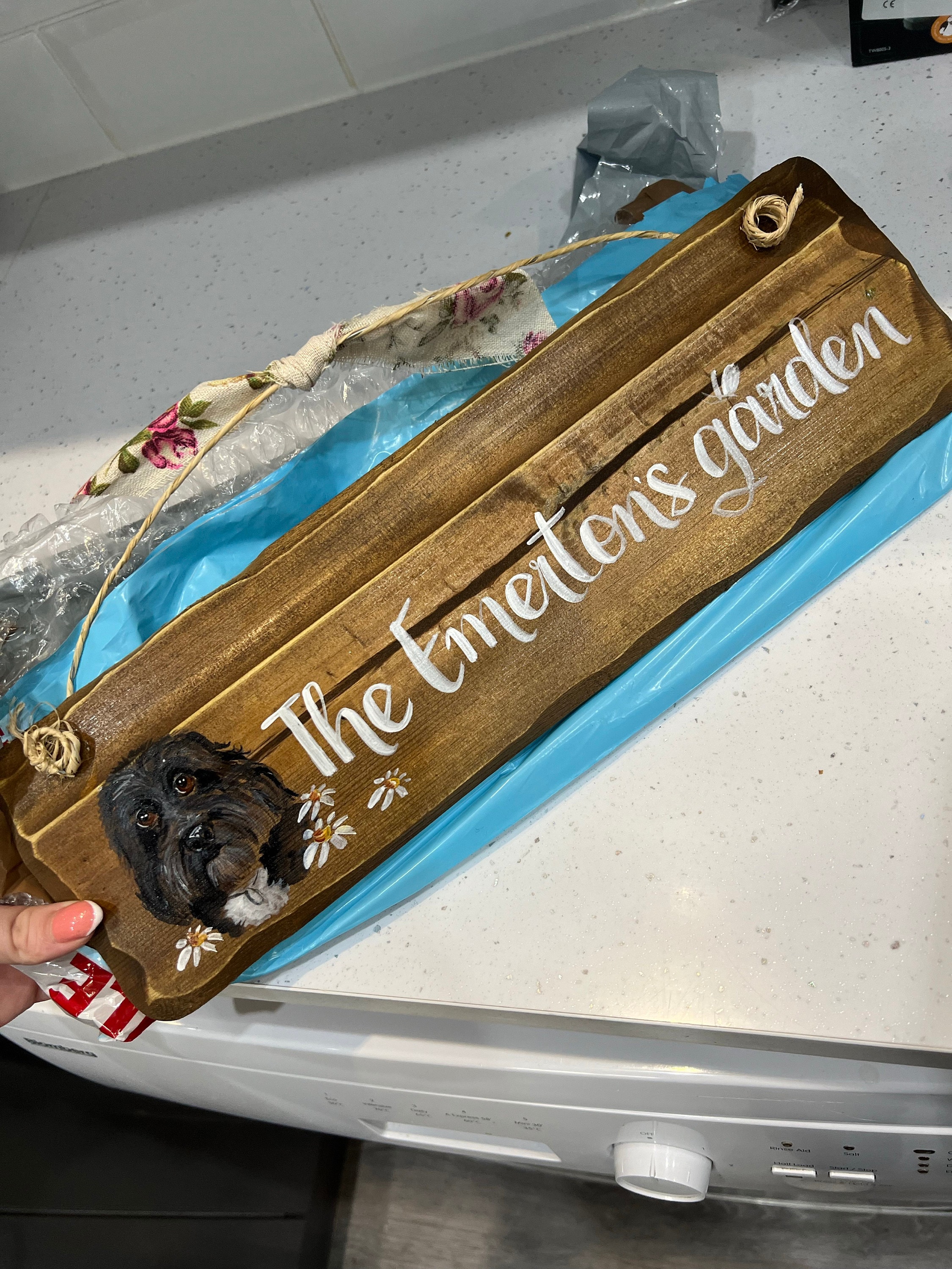 Custom Grandad&#39;s garden plaque. Unique birthday, anniversary & memorial gift. Trespassers will be composted sign. Handpainted custom sign