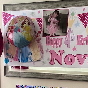 Decorazione Compleanno Personalizzata 2 Striscioni Personalizzati Rosa Per Compleanno Bimbo: Con Foto E Orsacchiotto, Regalo Festa Stampa Poster Personalizzato