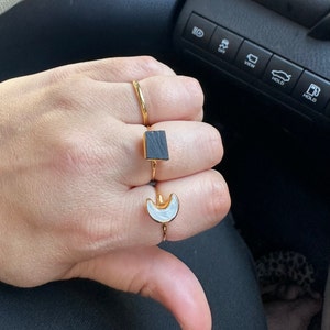 Customer photo from Kristin, Moon Shaped Rainbow Raw Moonstone Ring