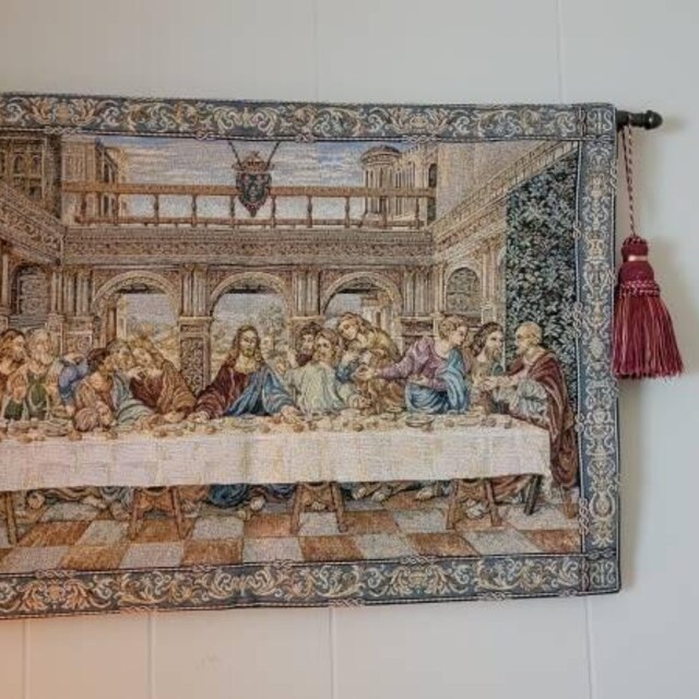 Last Supper Religious Wall Tapestry Italian Woven Wall Hanging