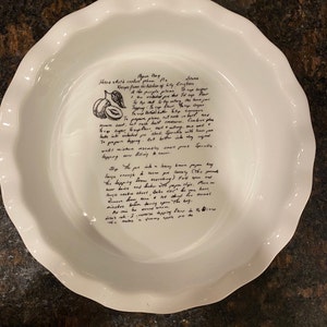 Personalized Pie Pan, Hand Written Pie Recipe, Family Recipe Plate ...