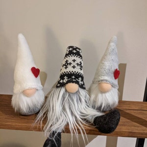 Triplets of Gnomes Small Gray and White Gnomes Stocking - Etsy