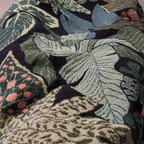 Botanical Throw Blanket, Botanical Tapestry, Plants Blanket, Leaves ...